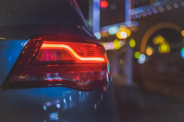 Car Tail Light on City Street