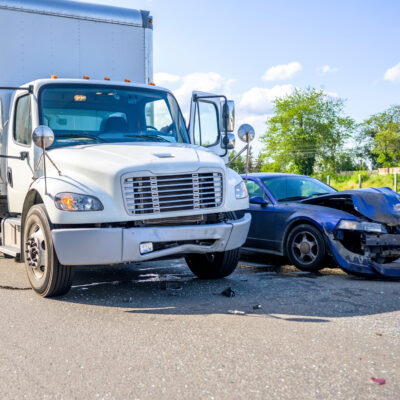 Collision scene involving a truck and a car - Saladino & Schaaf, Paducah KY Truck Accident Lawyers