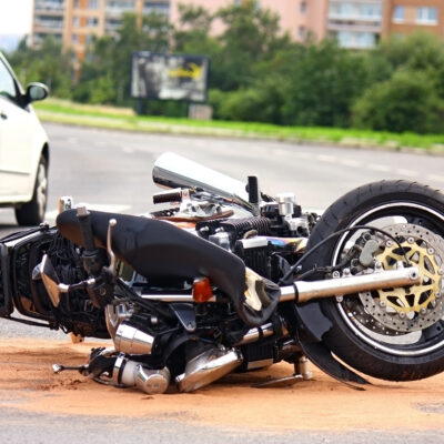 Motorcycle crash scene indicating motorcycle accident injuries - Saladino & Schaaf, Motorcycle Accident Lawyers