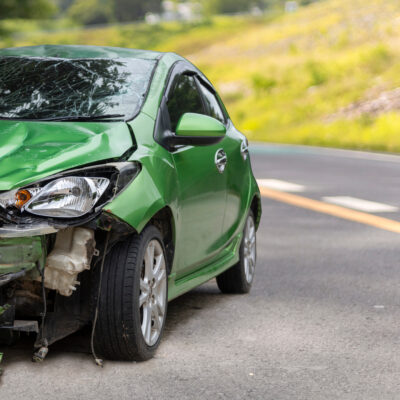 car on side of the road after a hit-and-run accident. Saladino & Schaaf, attorneys who handle hit-and-run accidents.