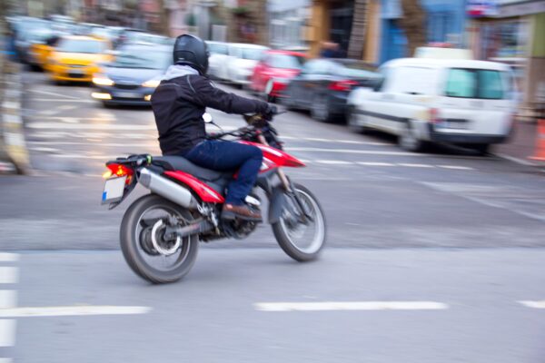 Motorcycle turning left about to get into an accident - motorcycle accident lawyers Saladino & Schaaf, Paducah, Kentucky