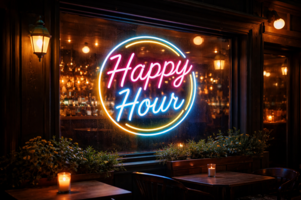 Happy Hour Sign in Bar Window - Kentucky’s dram shop law